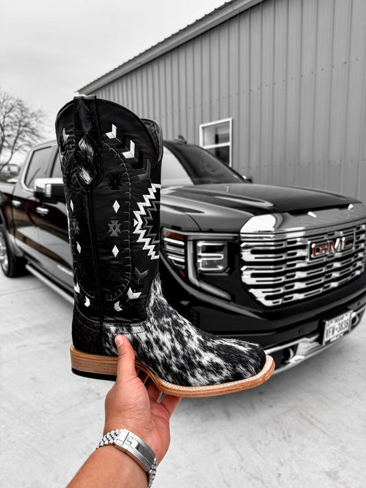 Genuine Square Toe Cowhide Boots