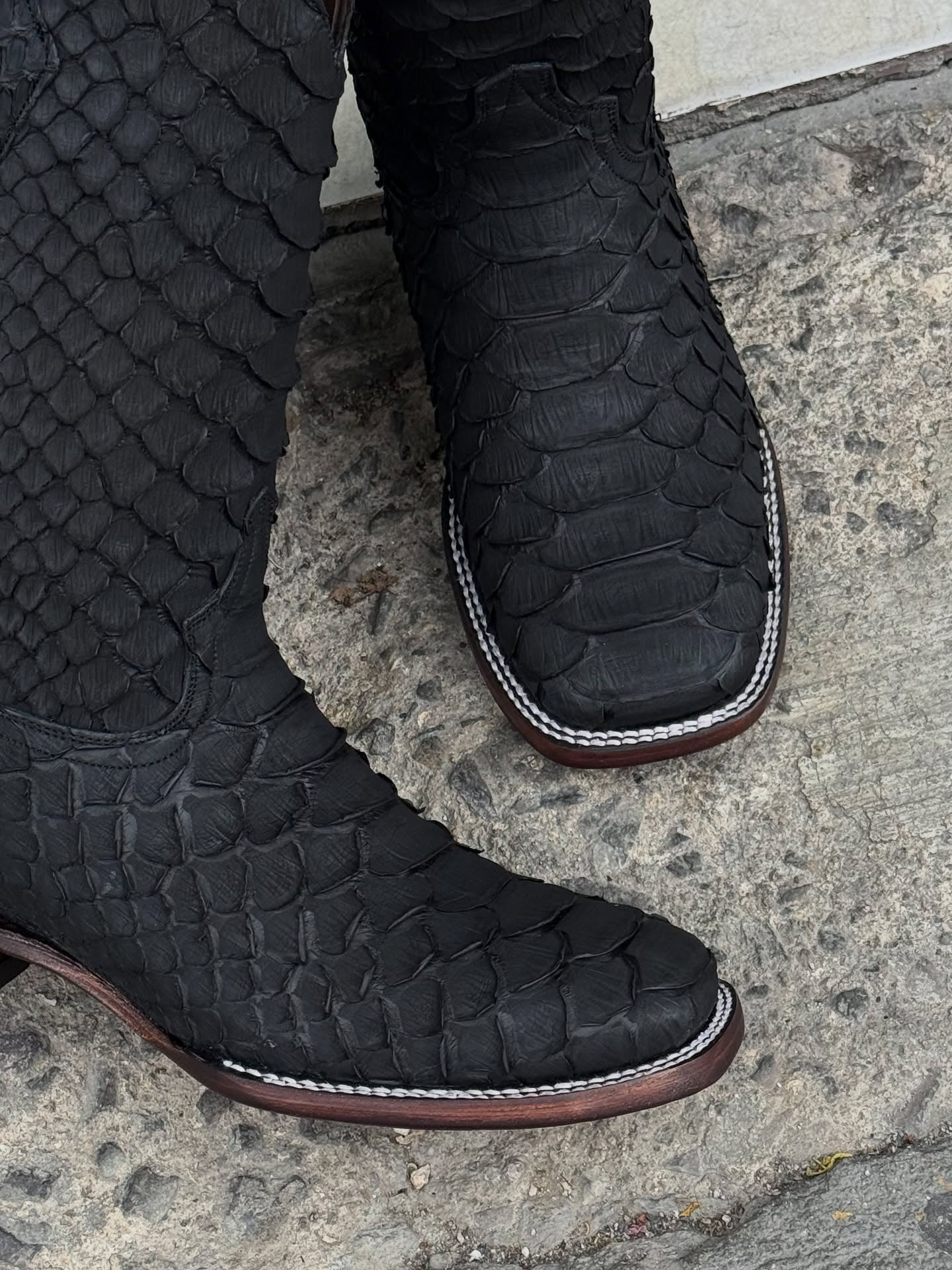 Handmade Men's Python Print Cowboy Boots