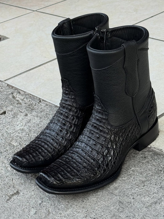 Genuine Leather Crocodile Pattern Western Boots