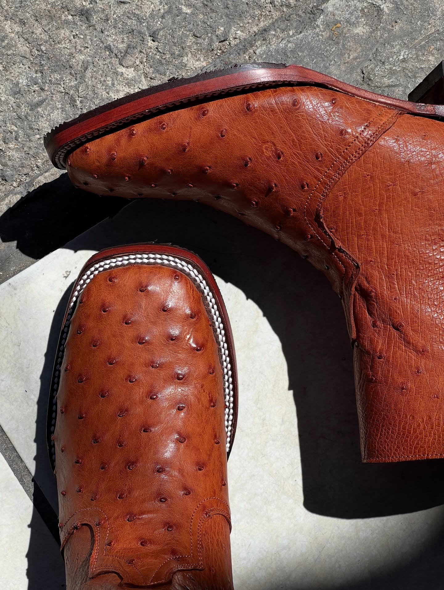 Ostrich Ankle Zipper Cowboy Boot