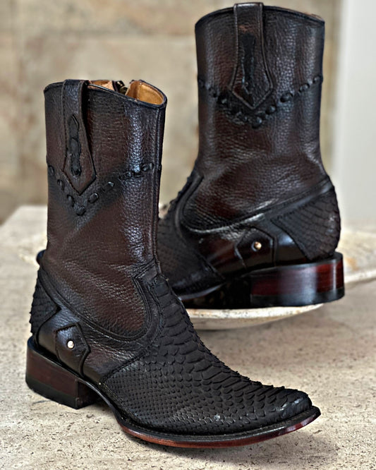 🔥Hot Sale🔥Artisanal Brown Python-Embossed Leather Men's Boots