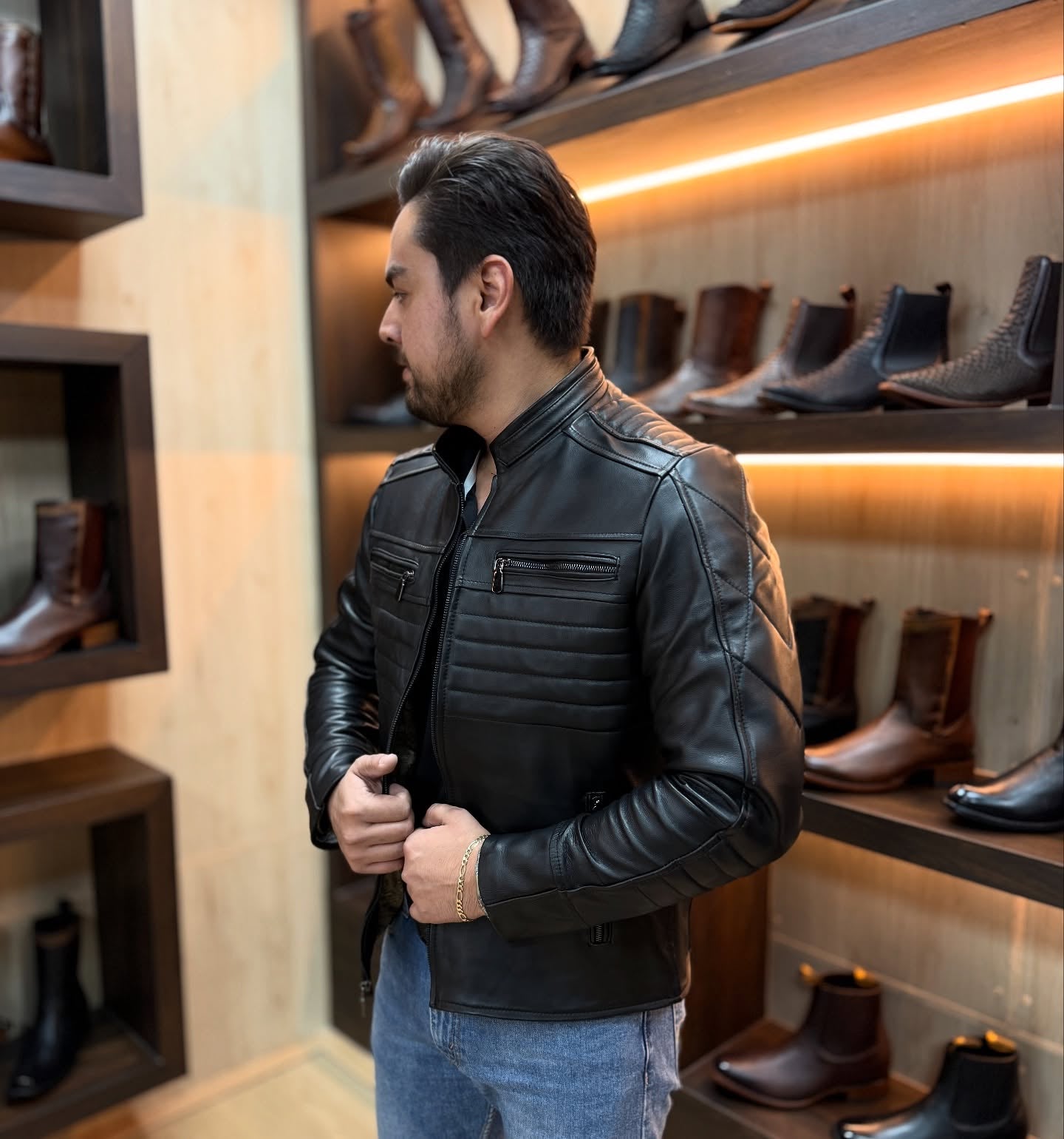 Men's Genuine Leather Biker Jacket