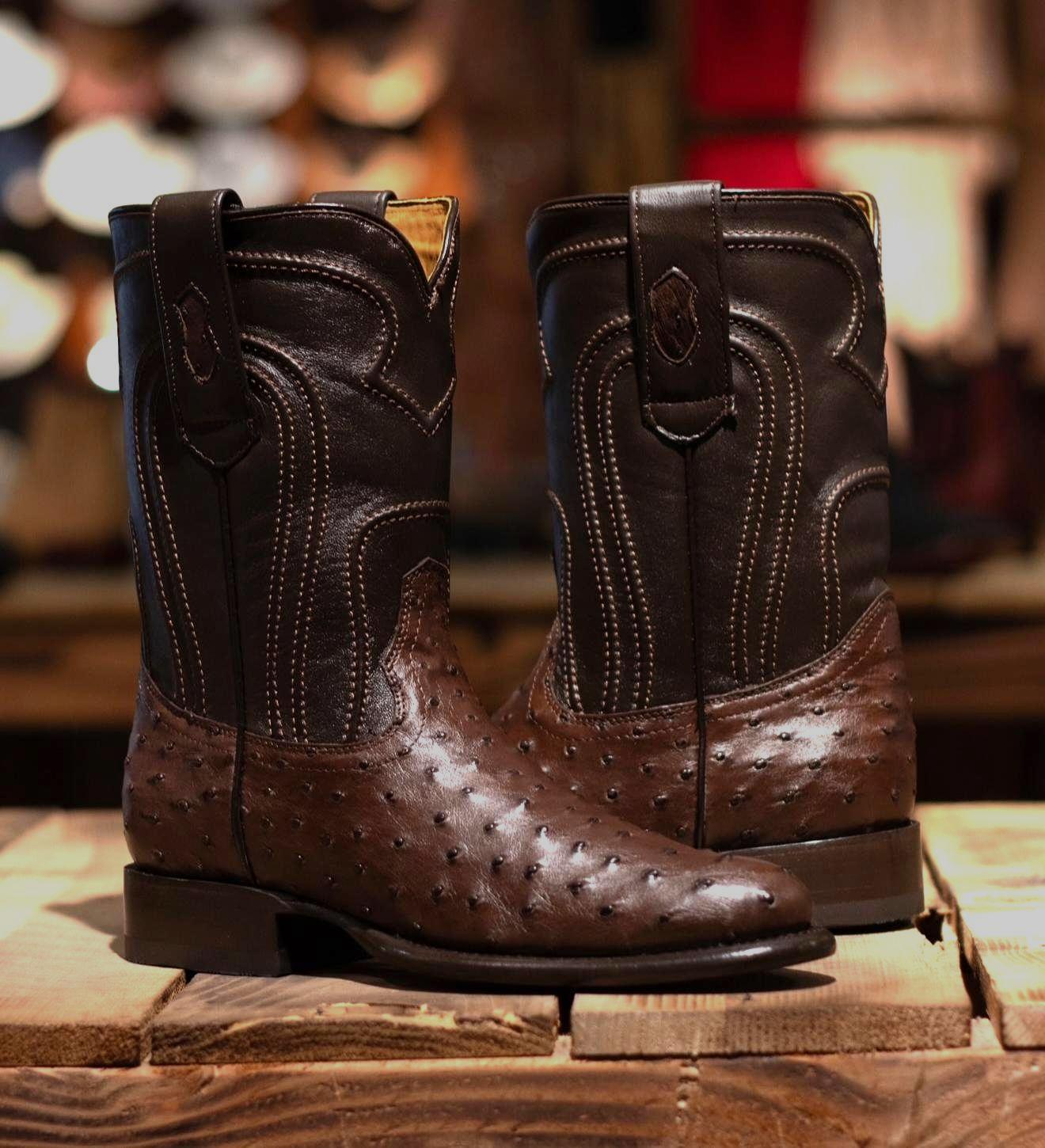 Altos Men's Genuine Full Ostrich Roper Toe Boots