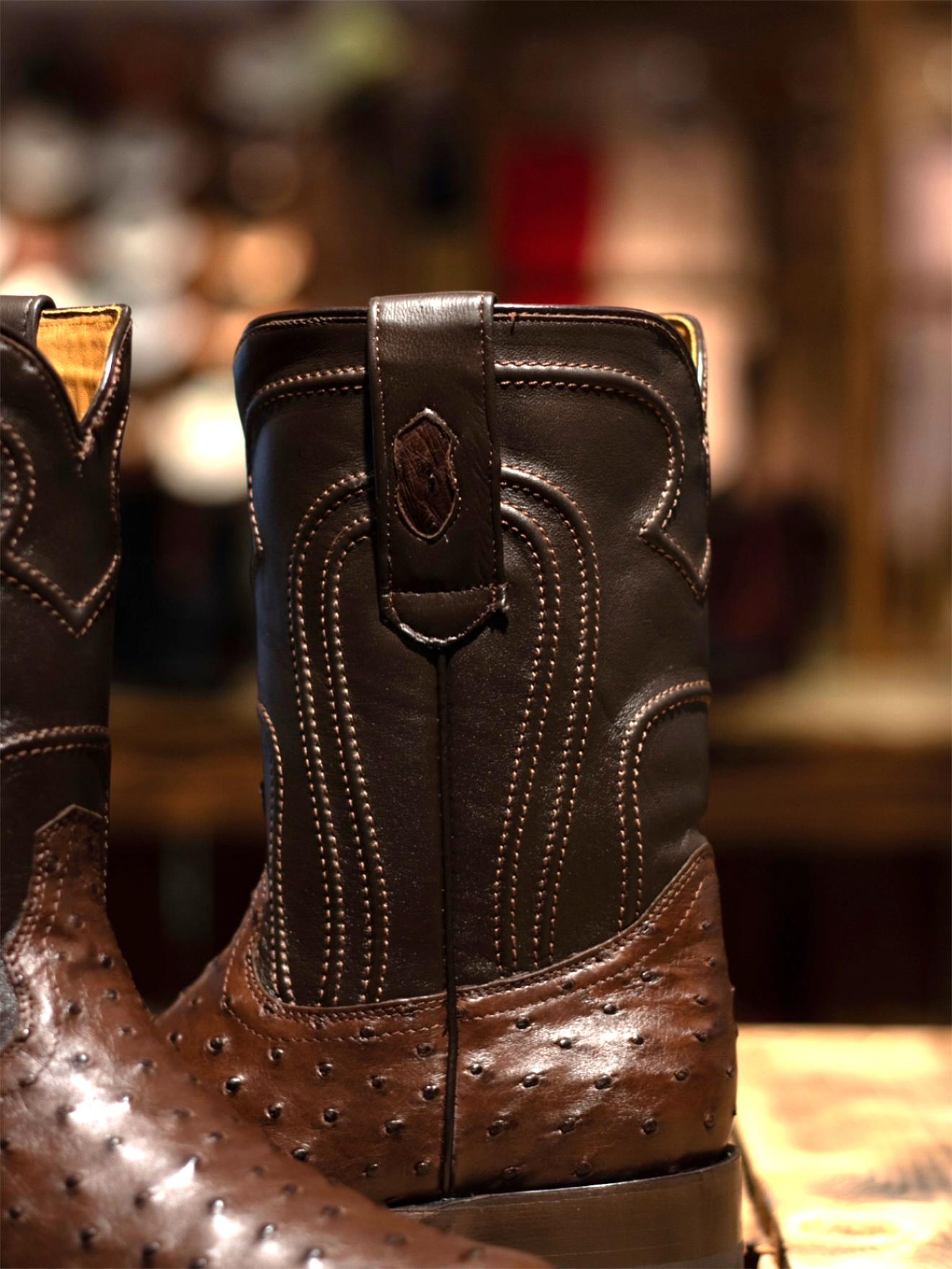 Altos Men's Genuine Full Ostrich Roper Toe Boots