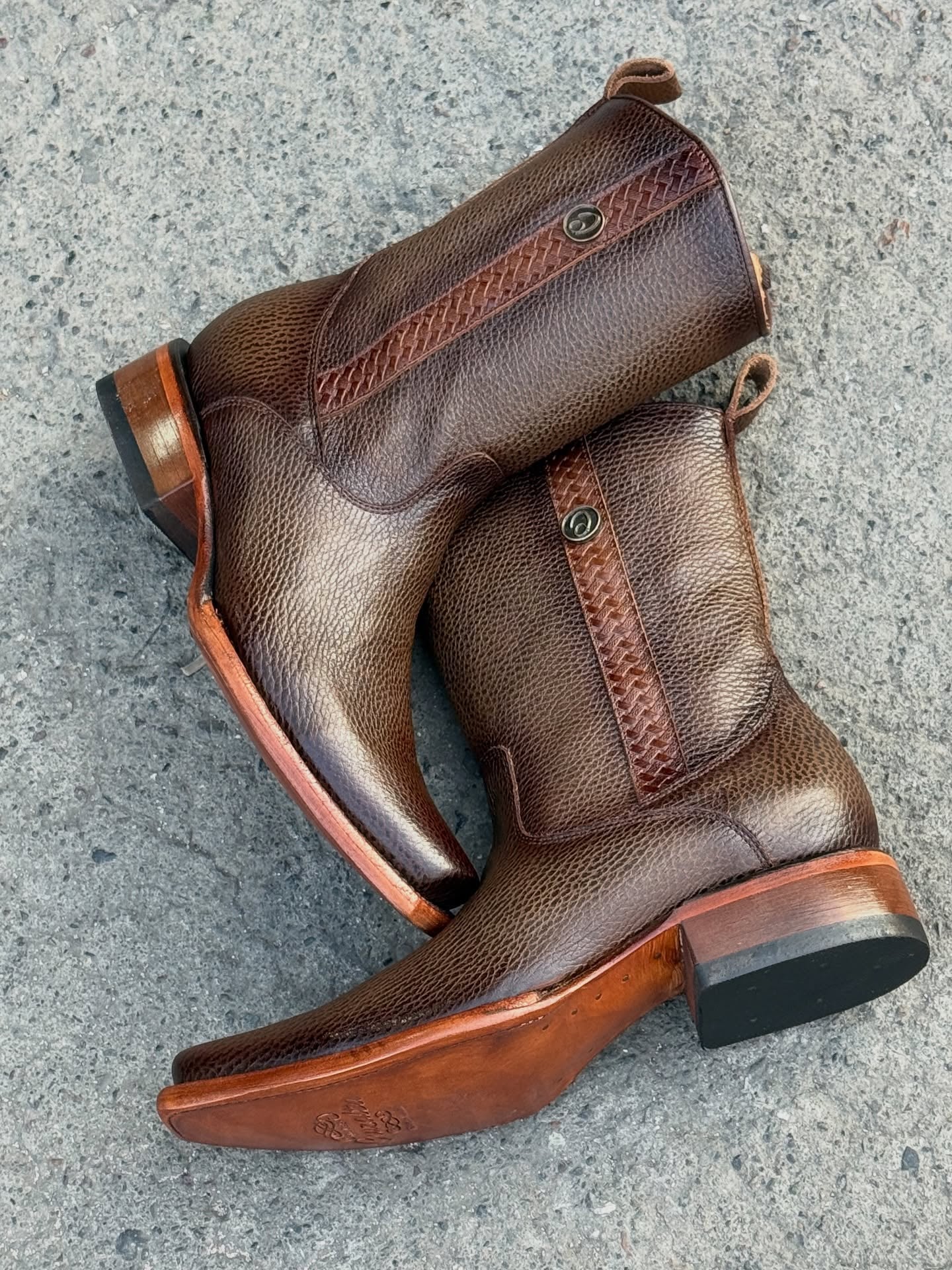 New Soft Leather Square-Toe Cowboy Boots