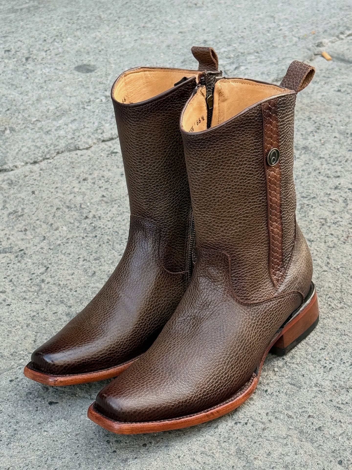 New Soft Leather Square-Toe Cowboy Boots