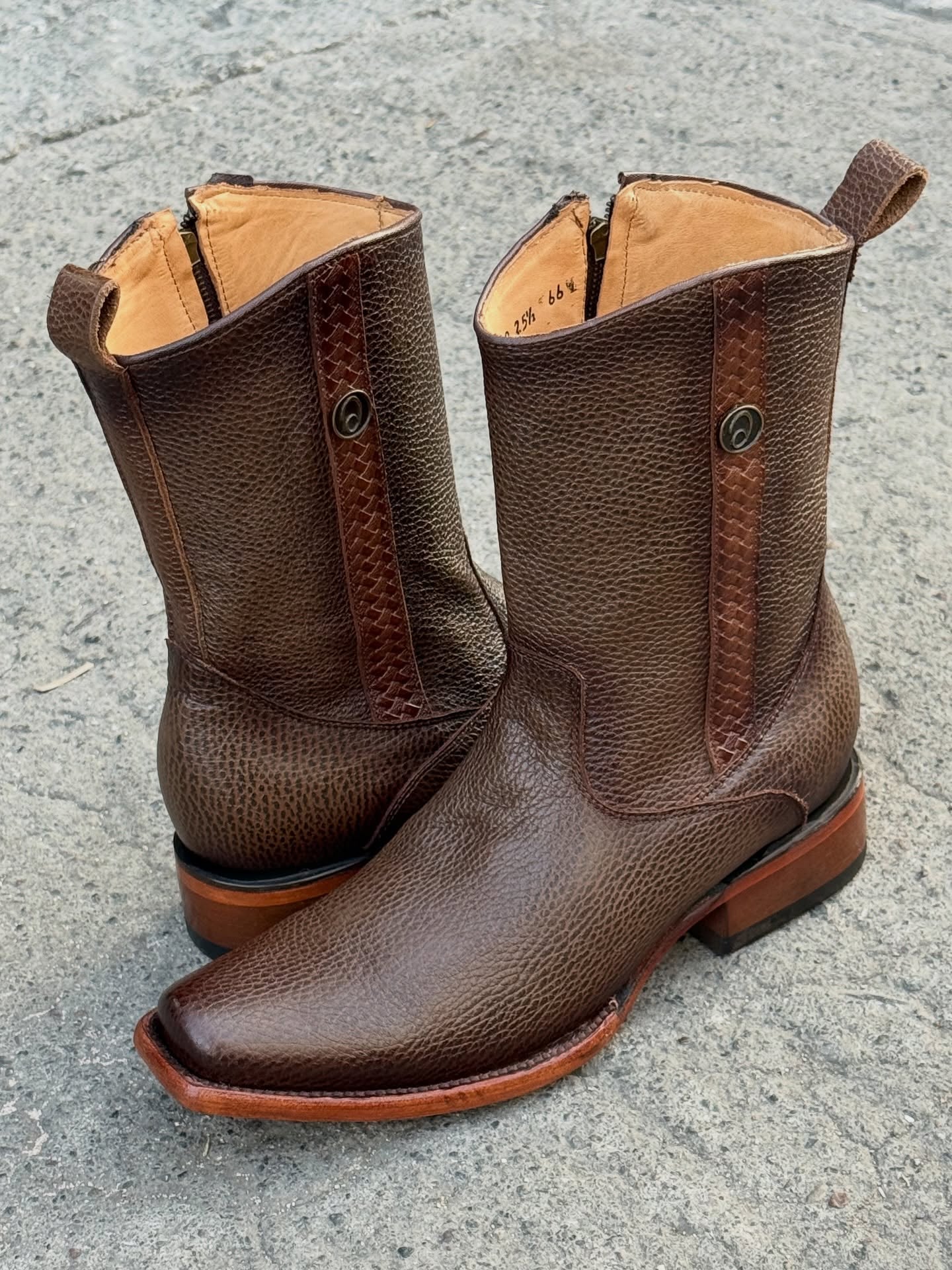 New Soft Leather Square-Toe Cowboy Boots