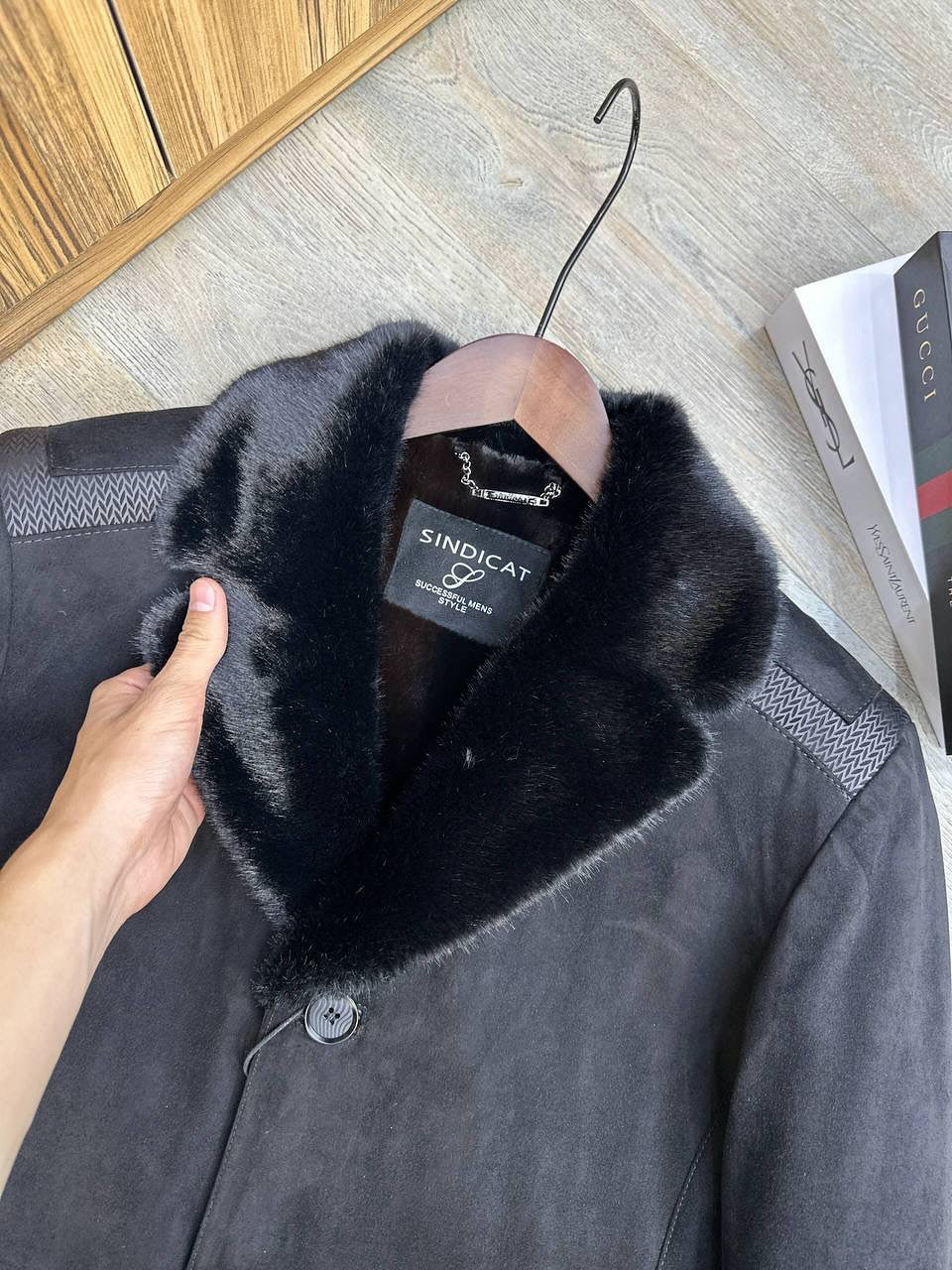 Suede Leather Jacket With Cozy Faux Shearling