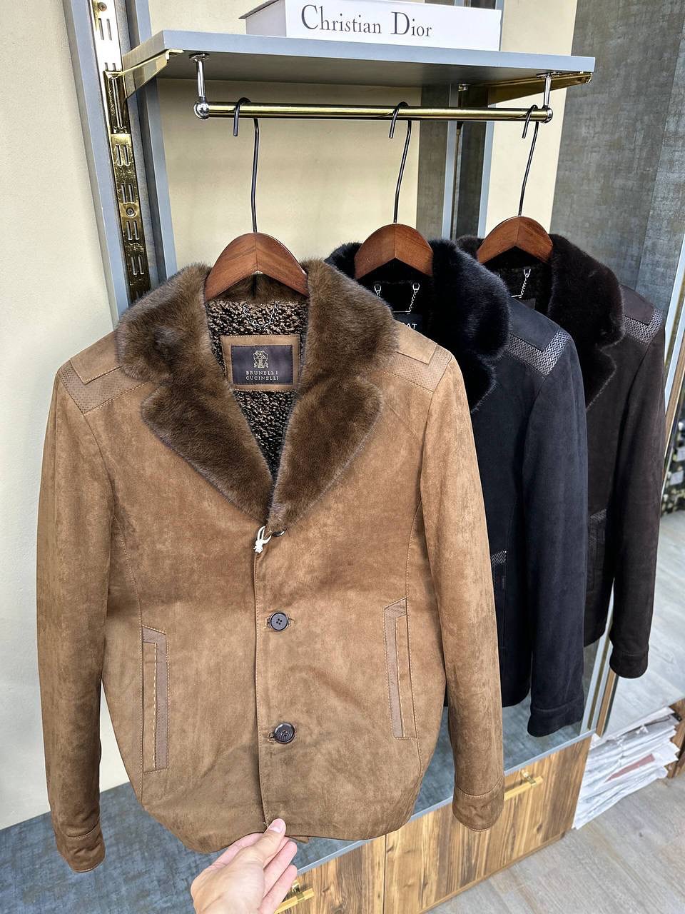 Suede Leather Jacket With Cozy Faux Shearling