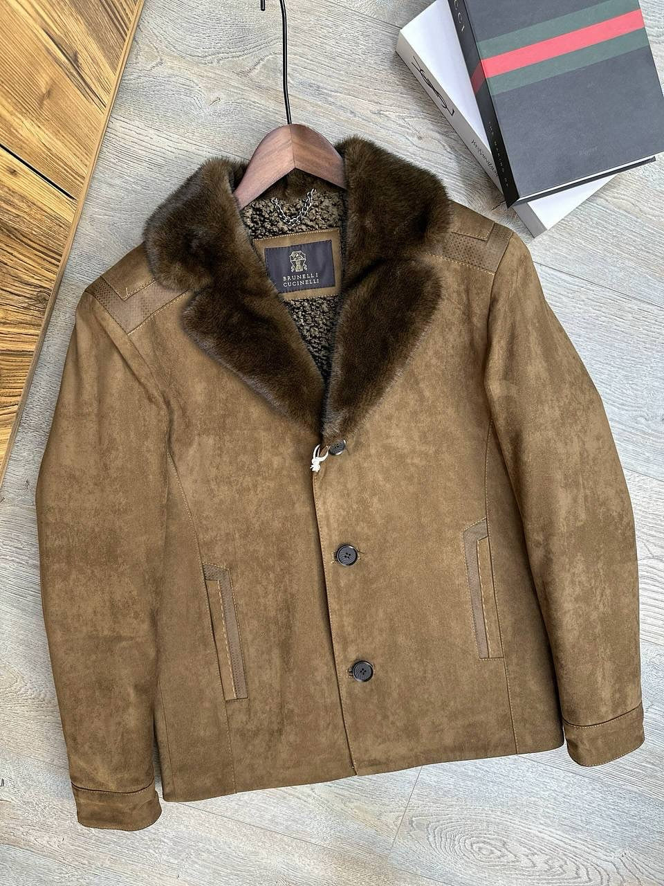 Suede Leather Jacket With Cozy Faux Shearling