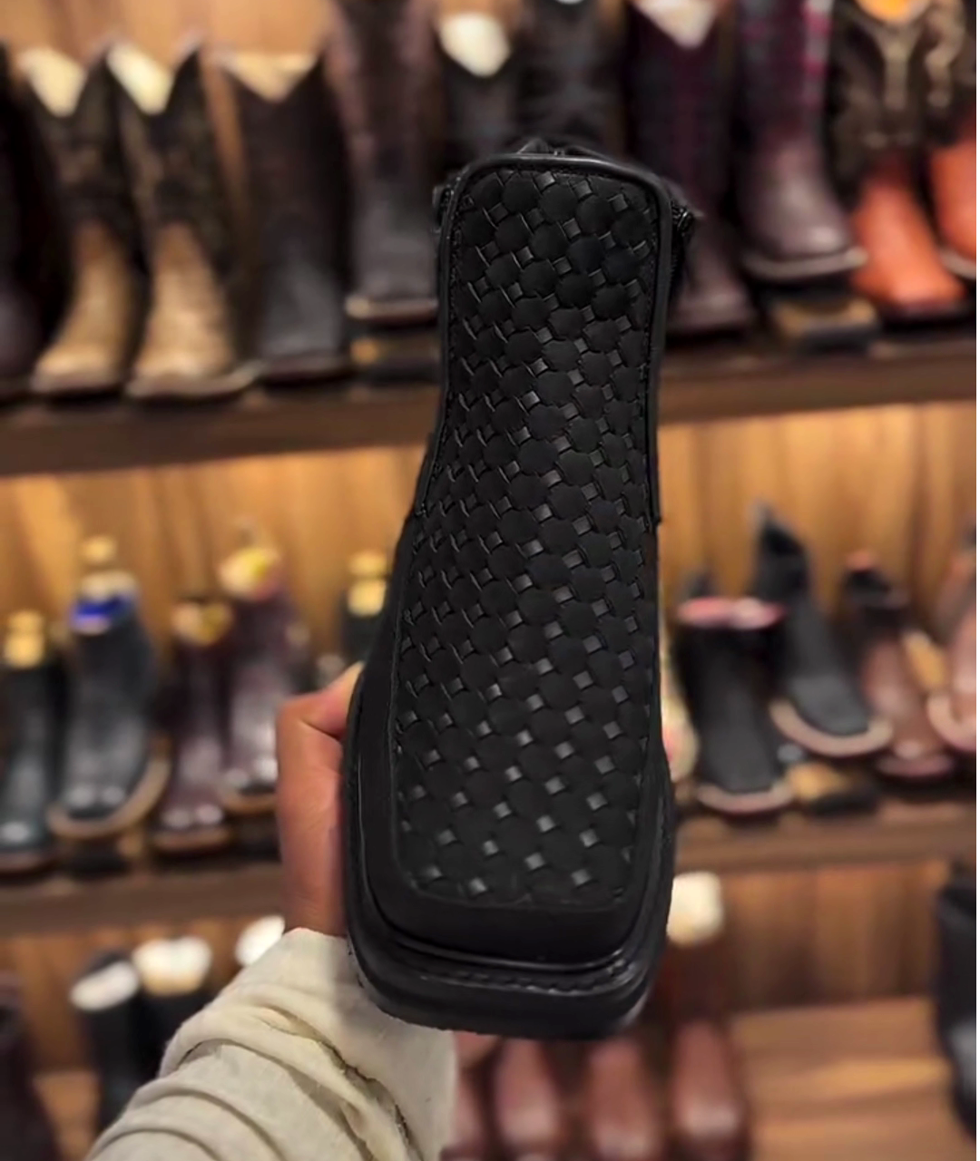 New All-Black Woven Cowboy Boots