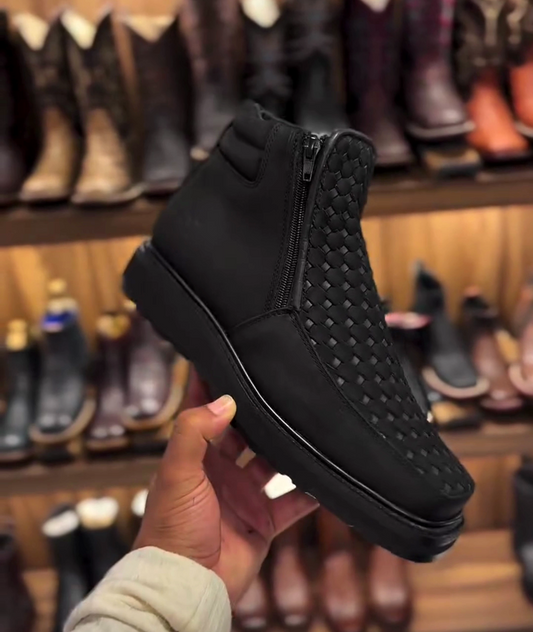 New All-Black Woven Cowboy Boots
