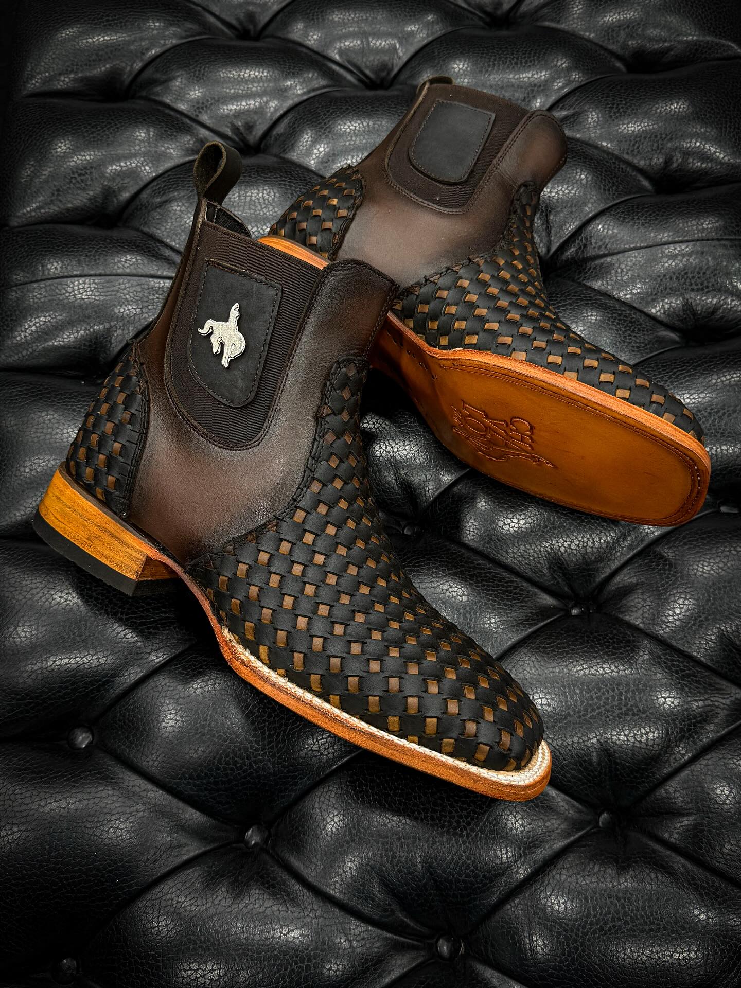 Men's Square Toe Woven Cowboy Boots