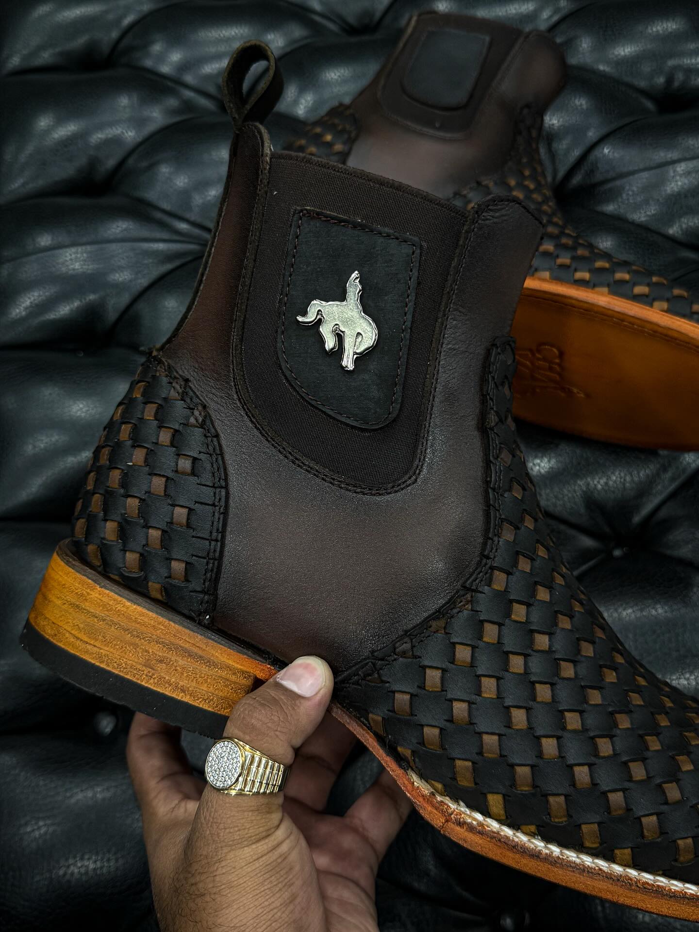 Men's Square Toe Woven Cowboy Boots