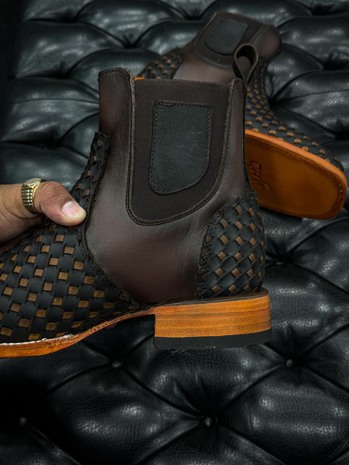 Men's Square Toe Woven Cowboy Boots