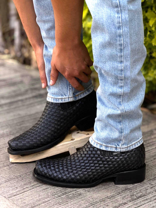 Men’s Basket-Weave Ankle Boots
