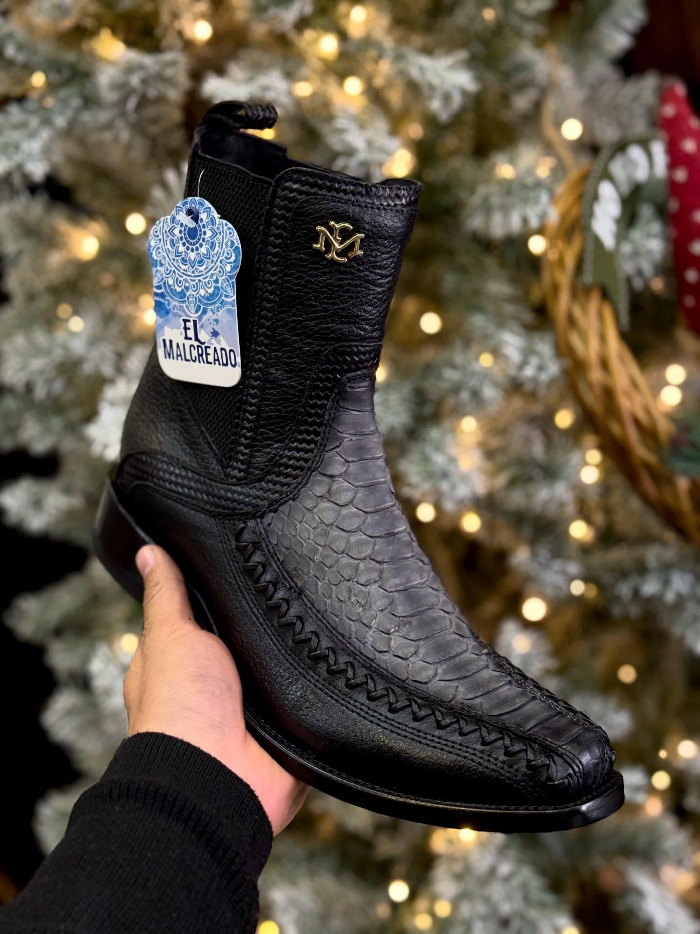 Grey Suede Python Print Boots