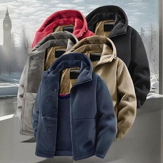 Men's Hooded Casual Fleece Jacket With Zipper