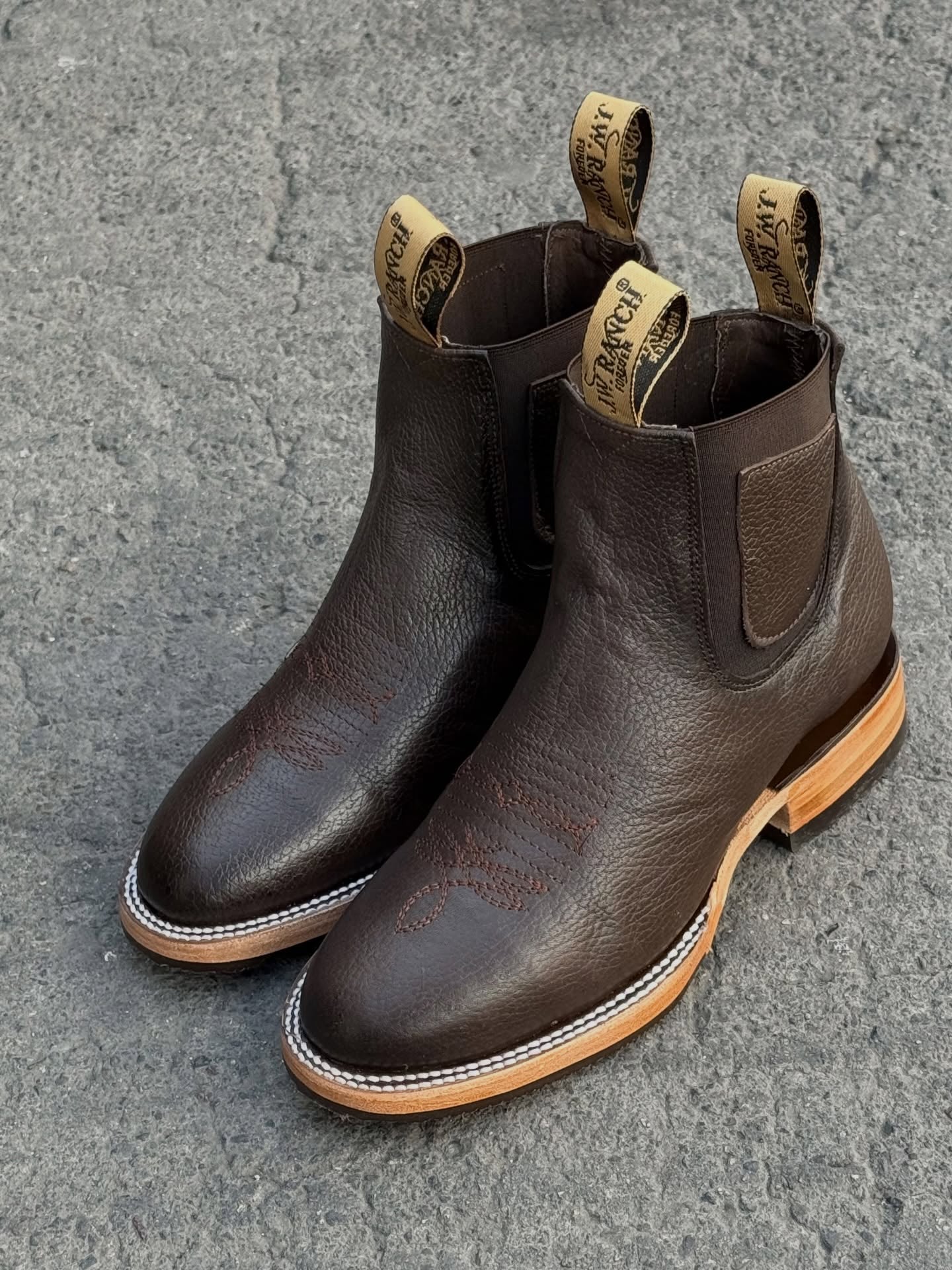 Western Genuine Leather Embroidered Cowboy Ankle Boots