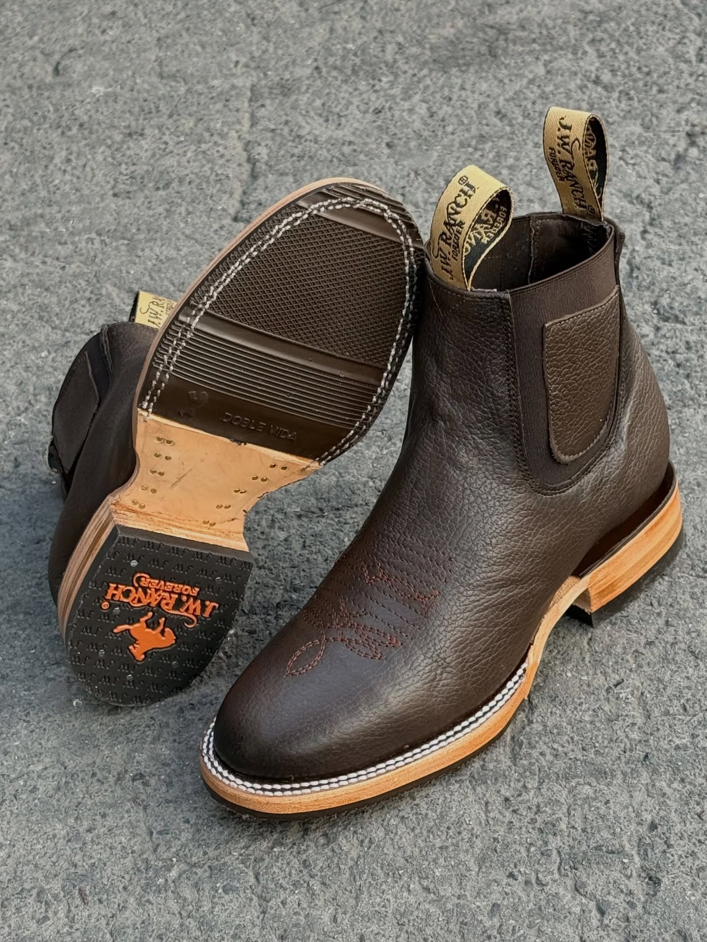 Western Genuine Leather Embroidered Cowboy Ankle Boots