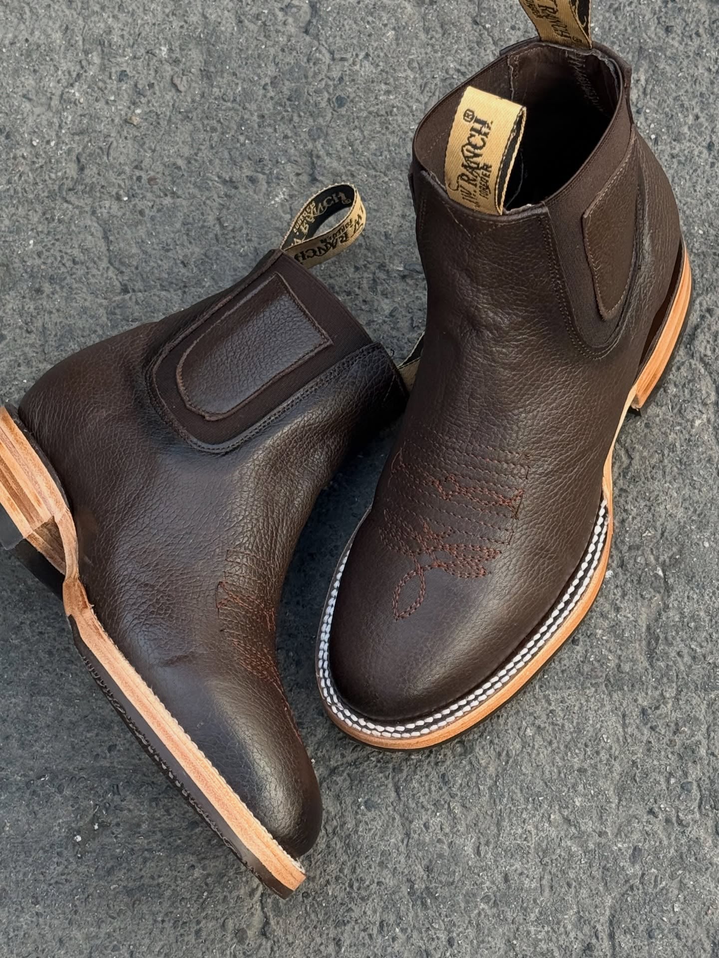 Western Genuine Leather Embroidered Cowboy Ankle Boots