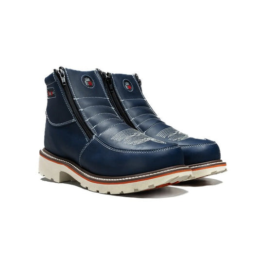 Steel Toe Zipper Leather Work Boots