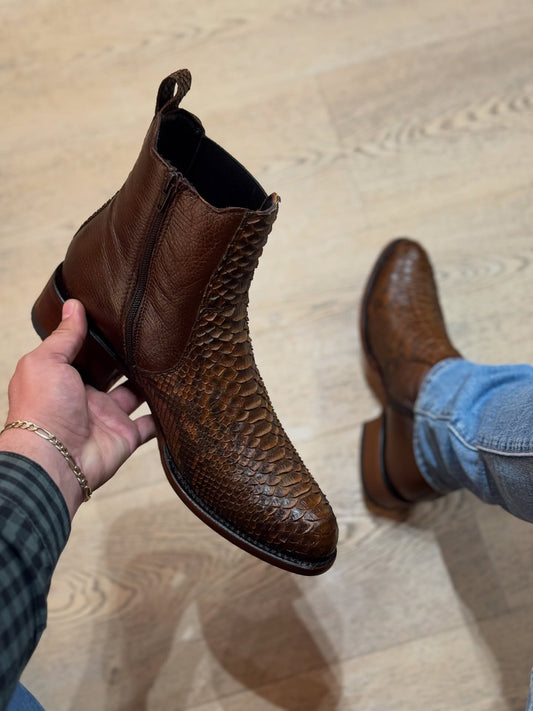 Men's Python Print Cowboy Boots