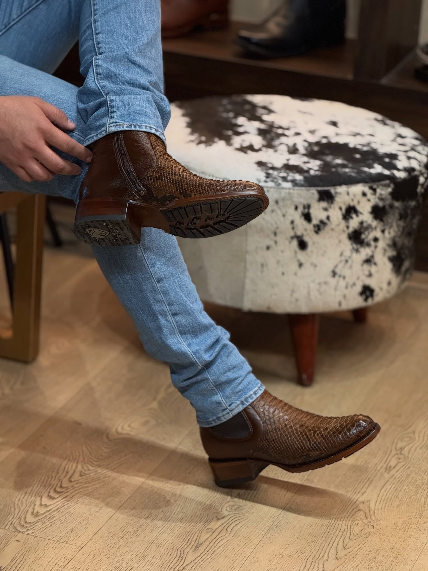 Men's Python Print Cowboy Boots