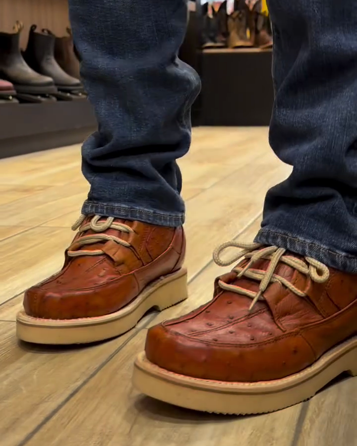 Classic Cognac Ostrich Dress Shoes