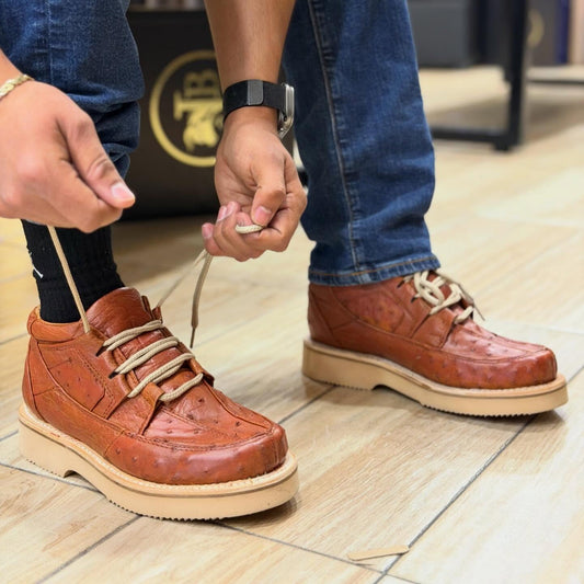 Classic Cognac Ostrich Dress Shoes