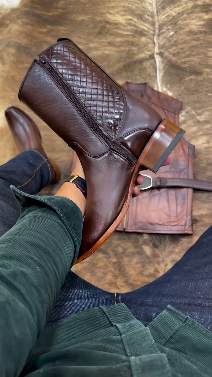 Men's Narrow Square Toe Urban Western Style Oxford Boots