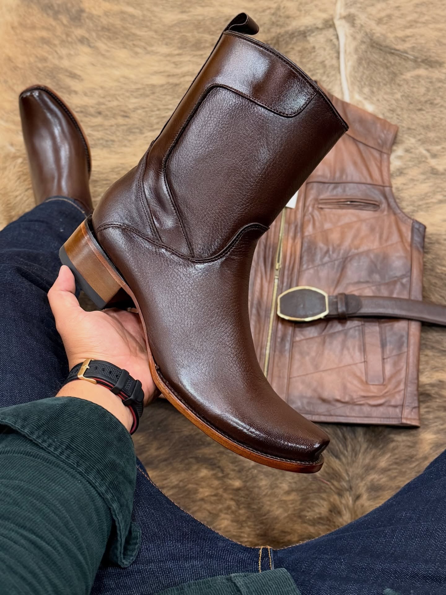 Men's Narrow Square Toe Urban Western Style Oxford Boots