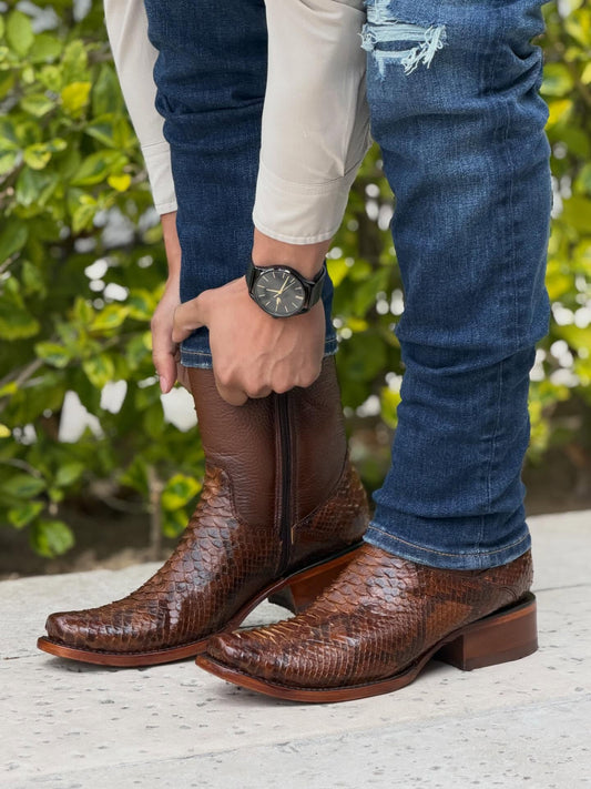Men's Genuine Leather Python Scale Boots
