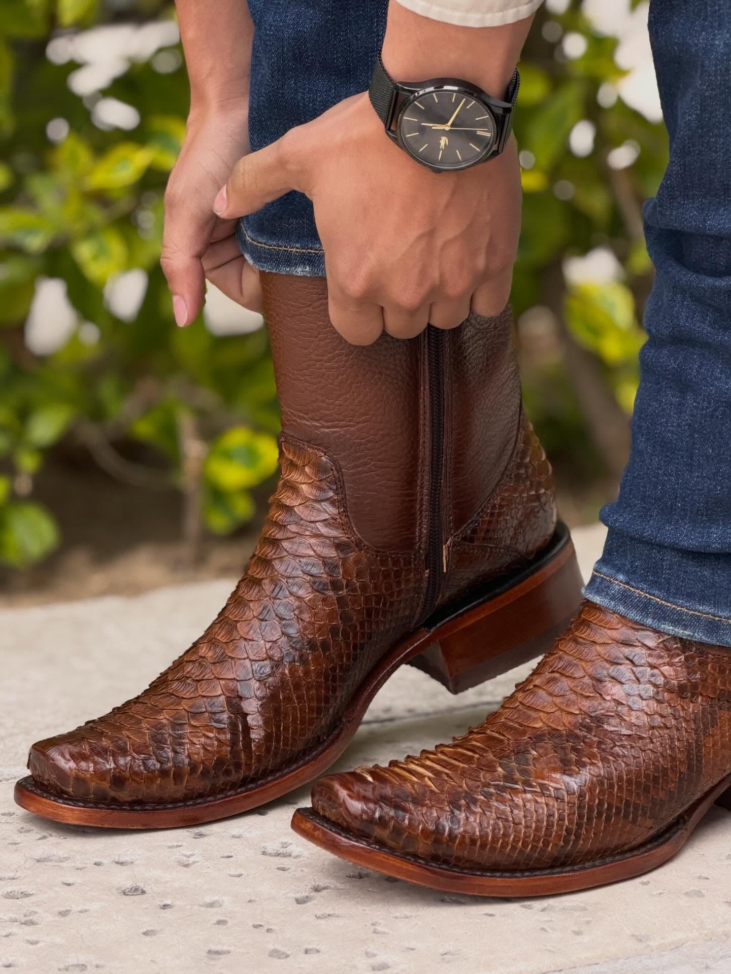 Men's Genuine Leather Python Scale Boots