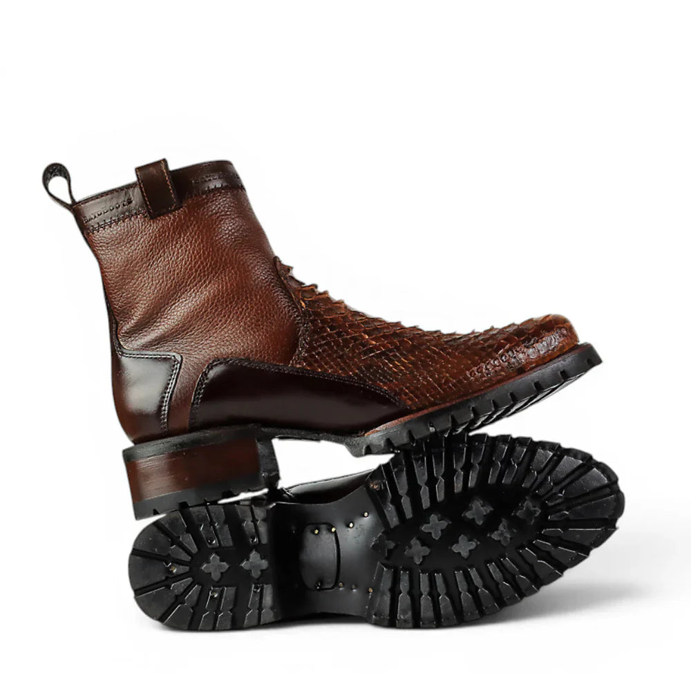 Python Cowhide Cognac Boots