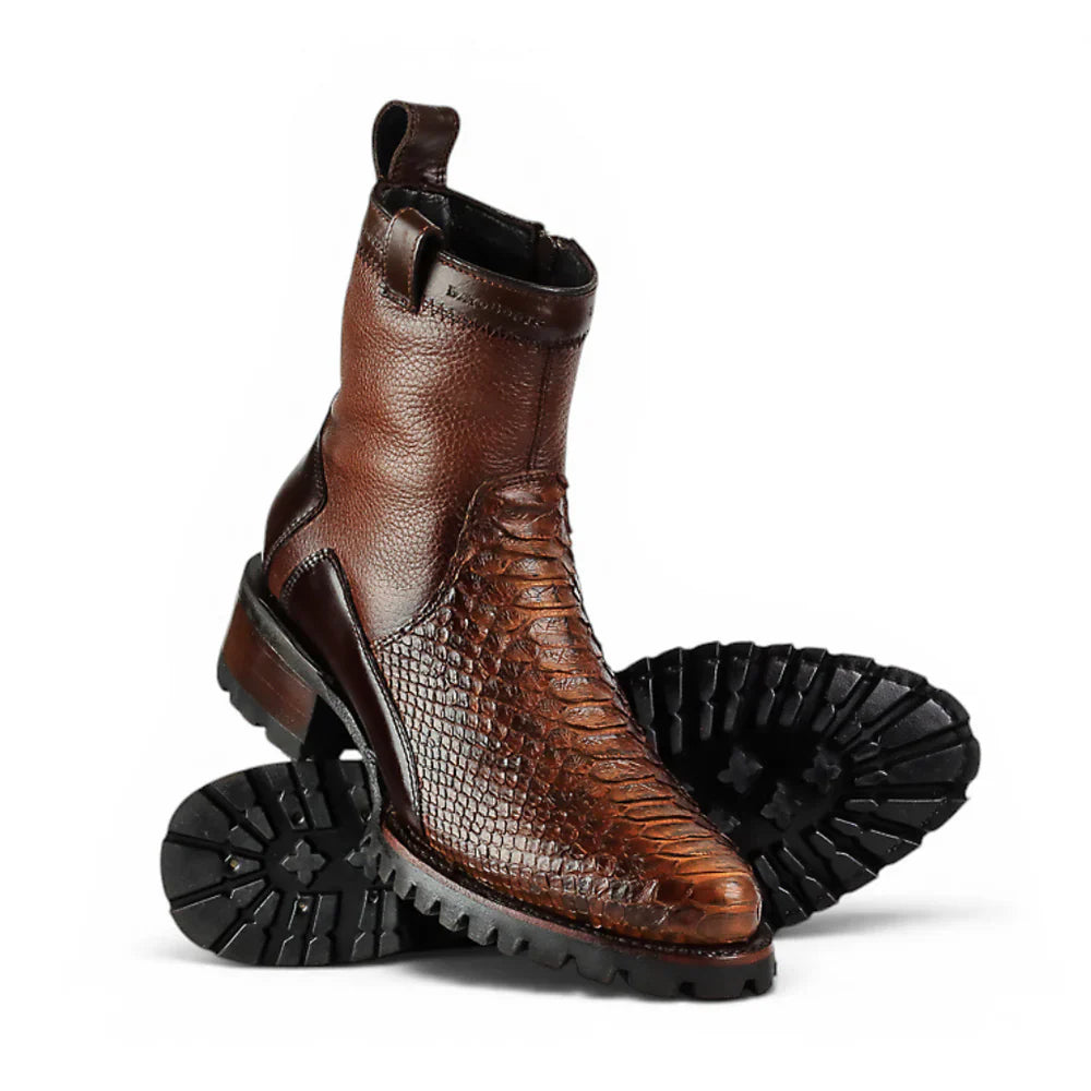 Python Cowhide Cognac Boots