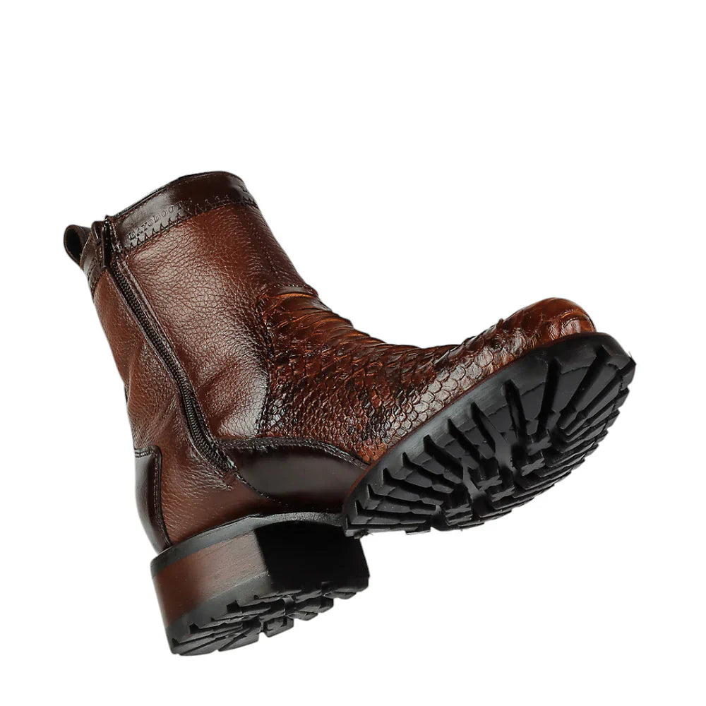 Python Cowhide Cognac Boots