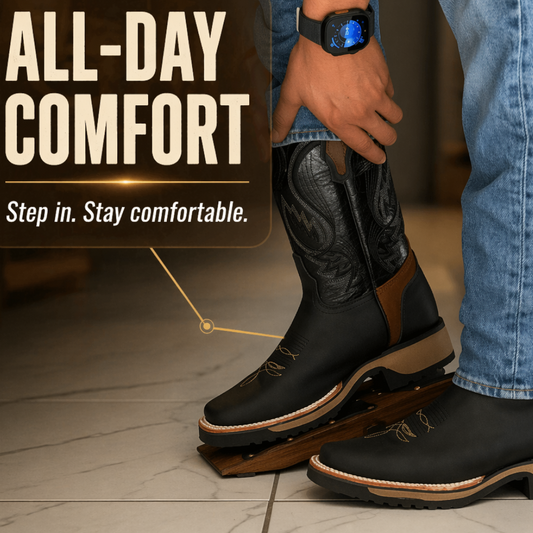 Mens Western Rodeo Cowboy Genuine Leather Square Toe Boots