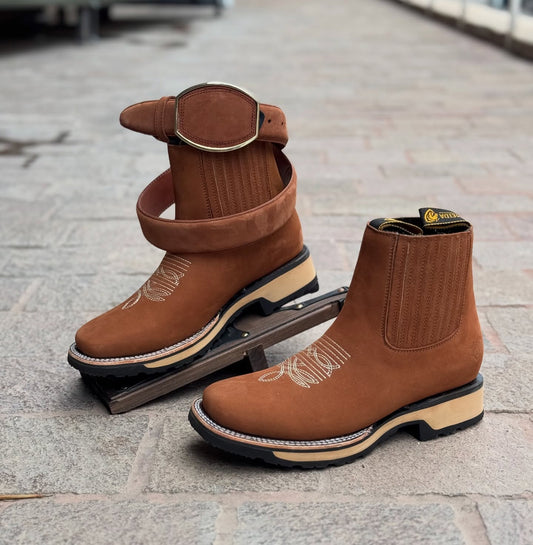 Men's Cracked Leather Square Toe Cowboy Boots