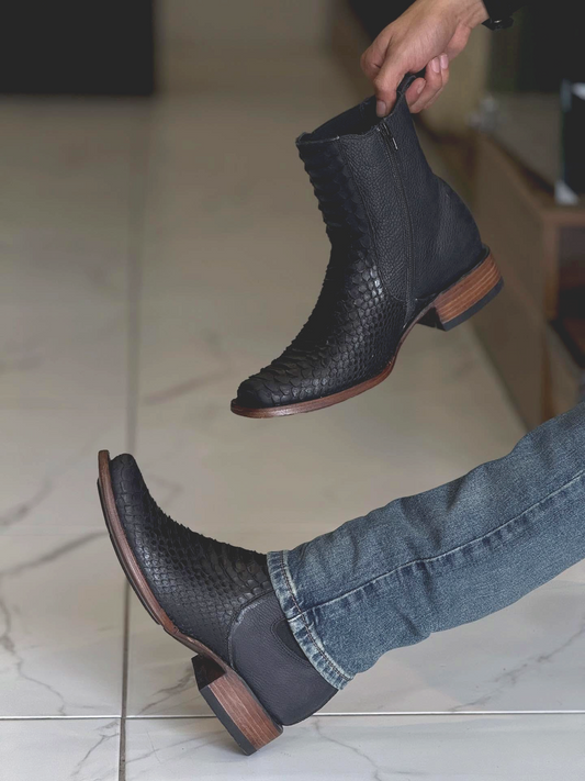 Ranchers Python Rodeo Toe Ankle Boot