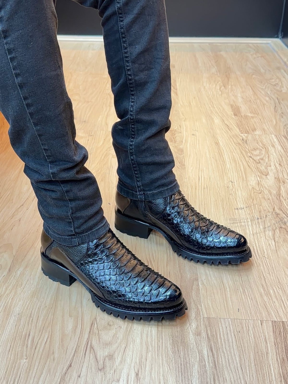 Python Cowhide Cognac Boots