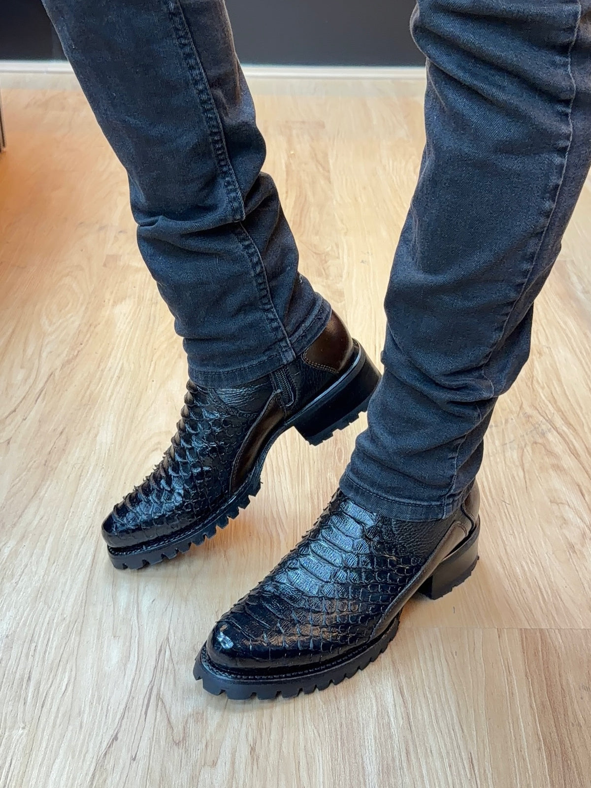 Python Cowhide Cognac Boots