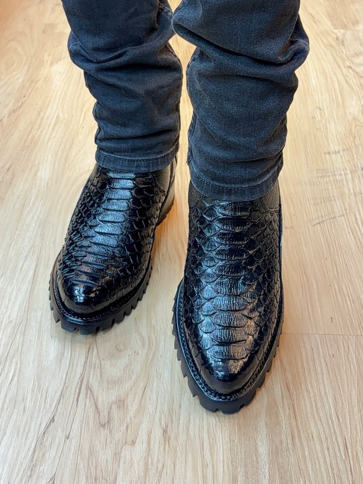 Python Cowhide Cognac Boots