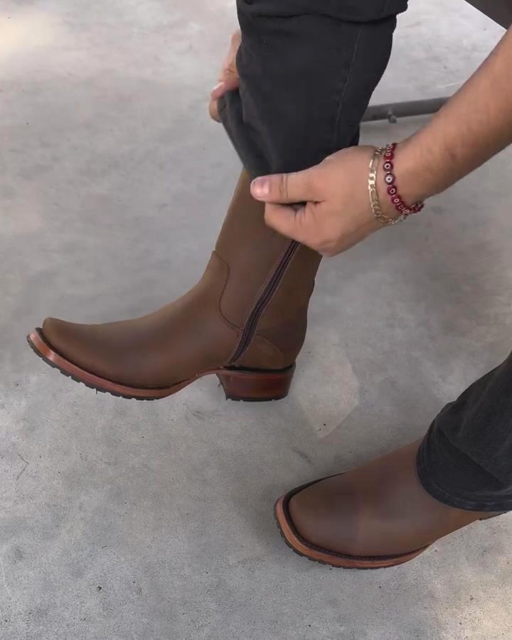 Men's Leather Roper Zip Boots