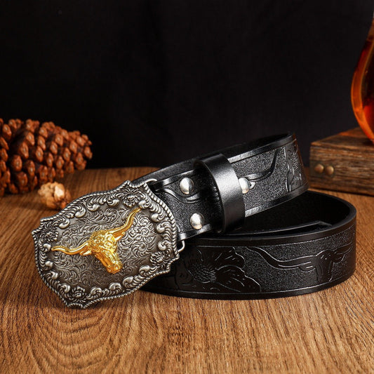 Vintage Carved Cowhide Belt