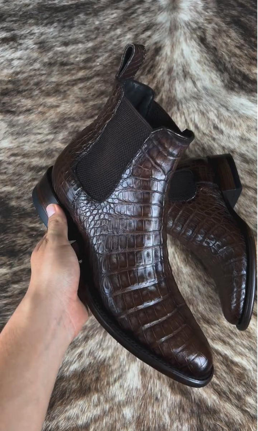 Men's Crocodile Embossed Chelsea Boots