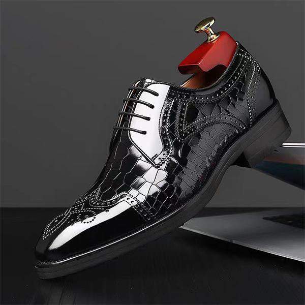 Men's Casual Brogue Embossed Oxford Shoes