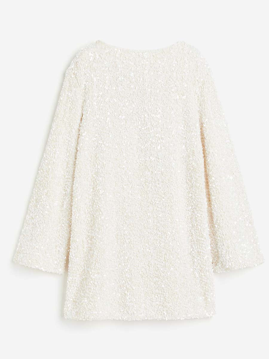 Sequined Bownot Open Mini Dress