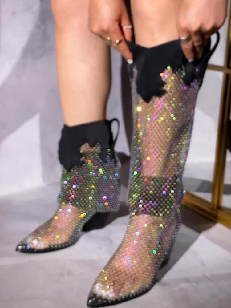 Thigh high sale rhinestone boots