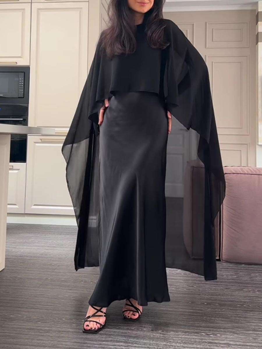 See-through Cape Two Pieces Dress